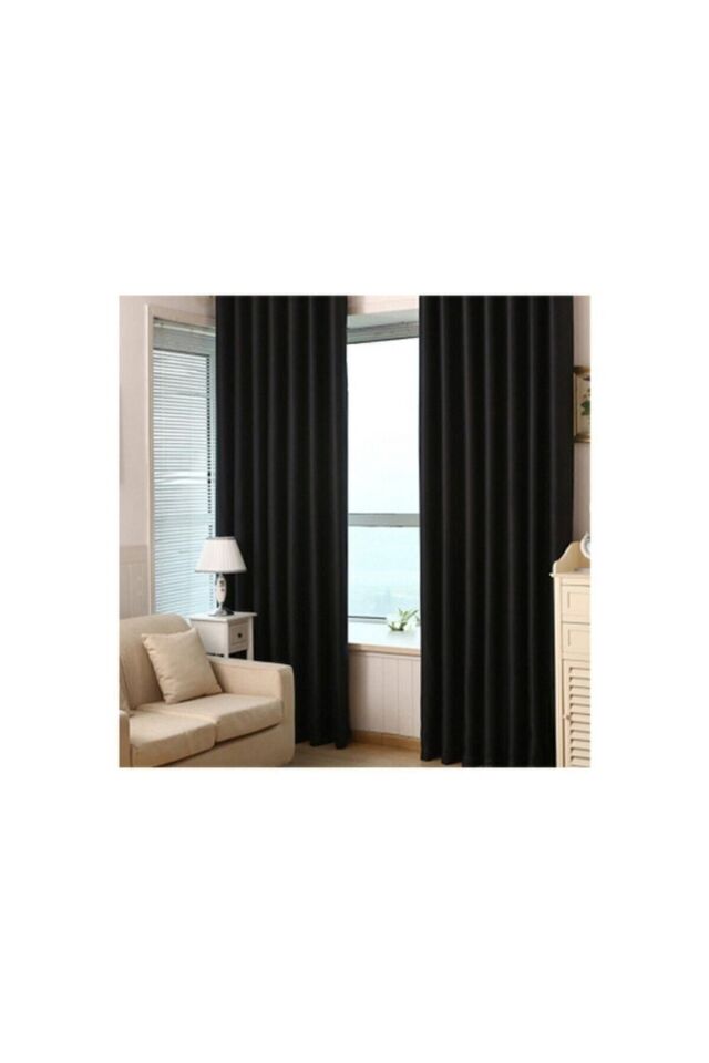 Blackout Karartma Güneşlik Perde Pilesiz Siyah Siyah - 200 x 270
