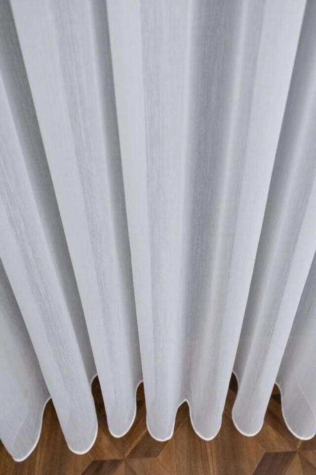 Bambu Şantuklu Ütü Istemez Kırışmaz Tül Perde 1e 2kat Pileli Tül beyaz - 100 x 185