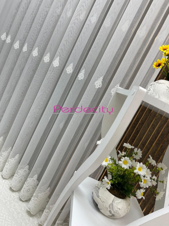 Flora bambu zemin Tül Perde her eve uygun ütü istemez kırışma yapmaz