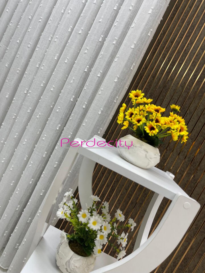 bohem tarzı ponpon naturel keten zemin tül perde ütü istemez kırışma yapmaz