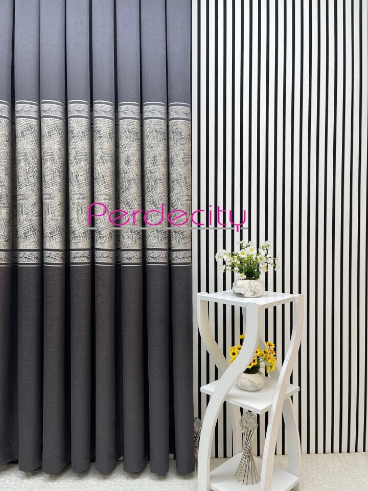 hermes antrasit gri pano fon perde 1x3 sık pile ( tek kanat )