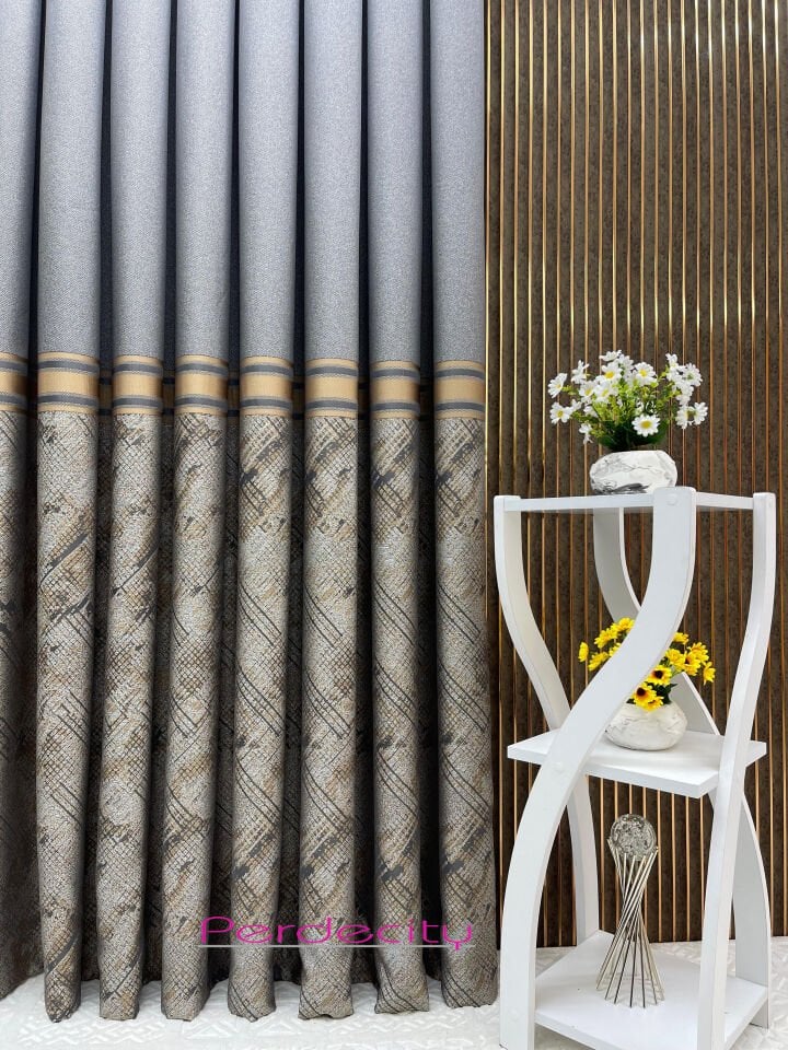 rüya siyah gold pano fon perde 1x3 sık pile ( tek kanat )