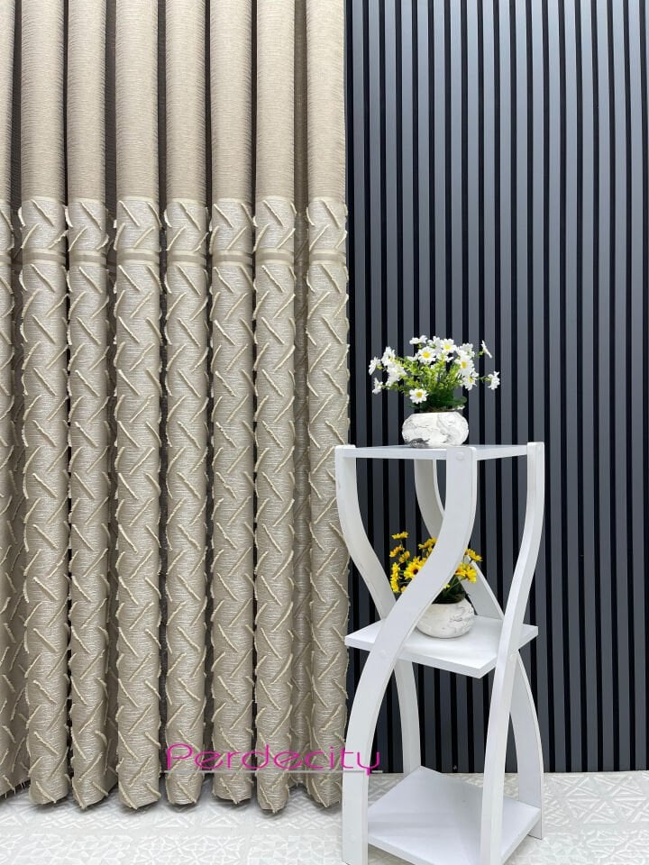 bohem tarzı saçaklı hayran vizon pano fon perde 1x3 sık pile [tek kanat] ütü istemez