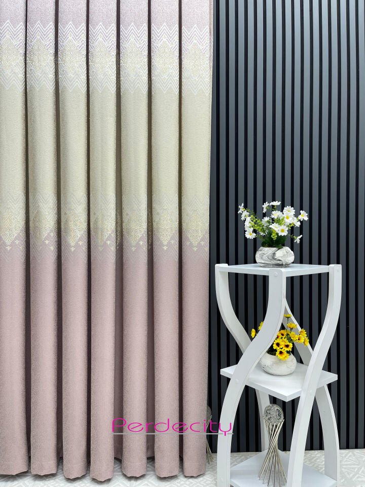 platin pudra gold detaylı pano fon perde 1x3 sık pile [tek kanat] ütü istemez her odaya uygun