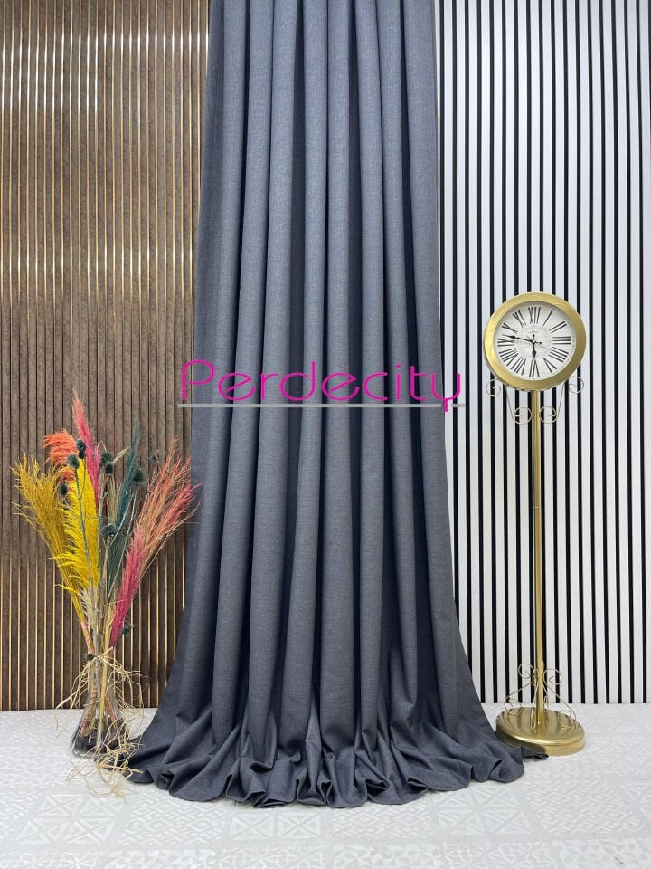 bohem tarzı keten paris 1093 koyu antrasit fon perde ütü istemez her odaya uygun