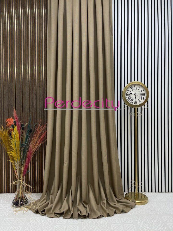 bohem tarzı keten paris 1106 vizon fon perde ütü istemez her odaya uygun