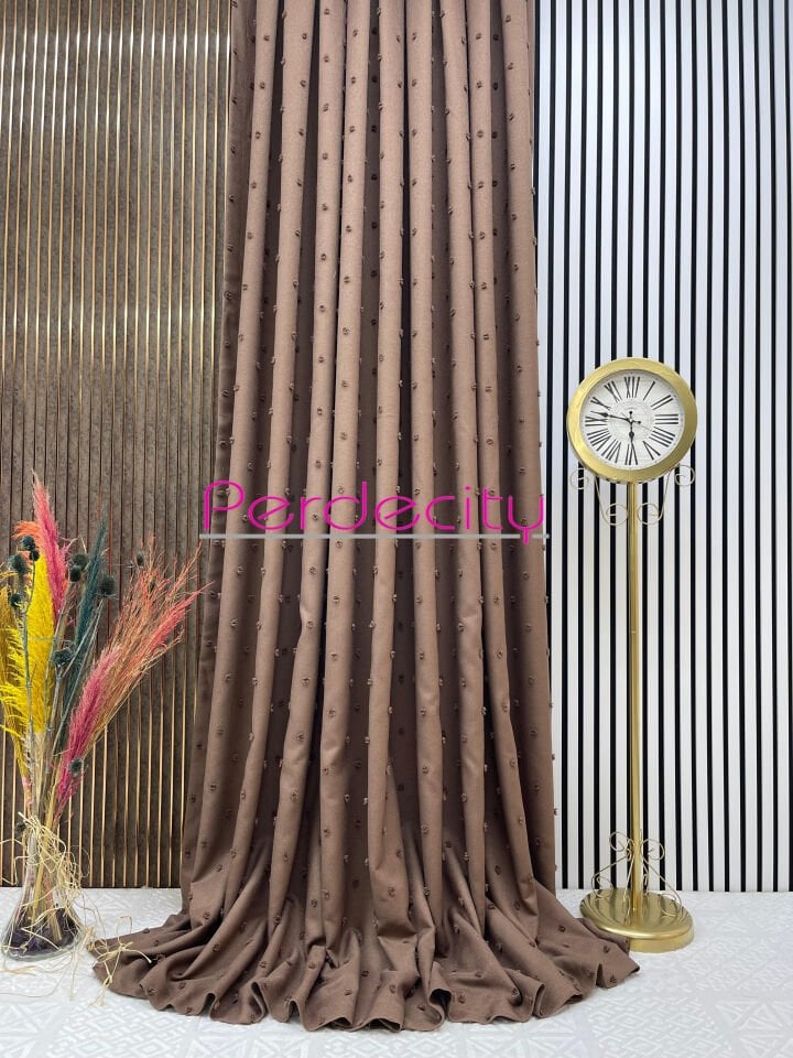 bohem tarzı keten city 16 kahve fon perde ütü istemez her odaya uygun