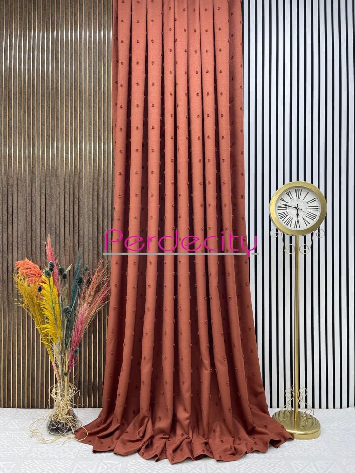 bohem tarzı keten city 19 kiremit fon perde ütü istemez her odaya uygun